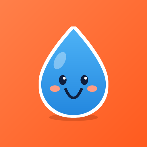 Logo de Flux : Flo, une goutte d'eau bleue souriante