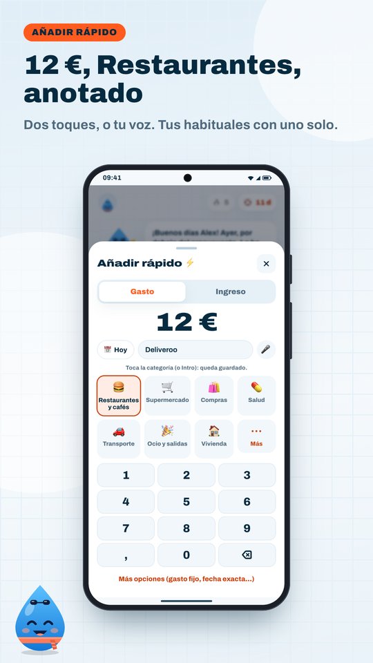 Añadir rápido: escribe el importe y toca una categoría.